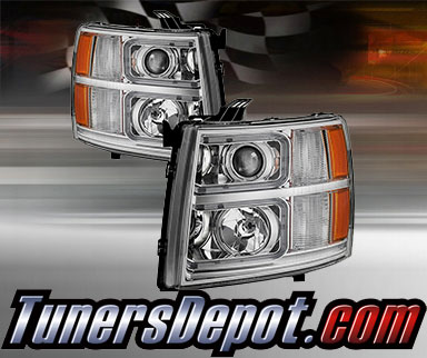 TD® Light Bar DRL Projector Headlights (Chrome) - 07-13 Chevy Silverado 1500