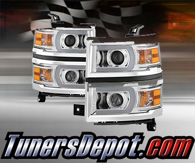 TD® Light Bar DRL Projector Headlights (Chrome) - 14-15 Chevy Silverado