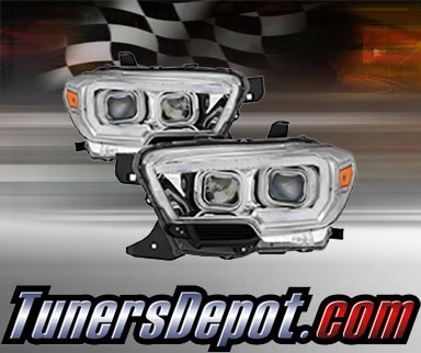 TD® Light Bar DRL Projector Headlights (Chrome) - 16-18 Toyota Tacoma