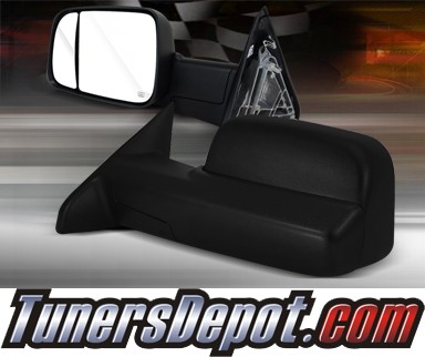TD® Manual Extending Towing Side View Mirrors (Black) - 10-12 Dodge Ram Pickup 2500/3500