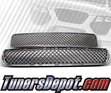 TD® Mesh Front Grill Grille Set (Chrome) - 05-10 Scion tC (Upper and Lower Grill)