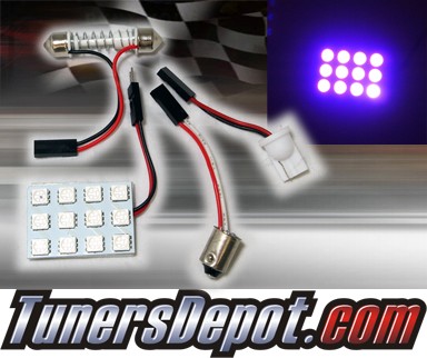 TD® PURPLE 12 SMD LED Panel 1&quto; x 1 5/16&quto; - 10mm dome light (37mm-44mm) / BA9S push Twist / 194 plug in - Universal