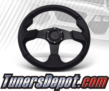 TD Steering Wheel - Fighter Jet Style Black w Black Stitch and Black Center