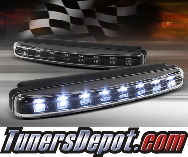 TD® Universal 8 LED DRL Driving Lights (Super White) - Black 6.25&quto; x 0.75&quto; x 1.75&quto;