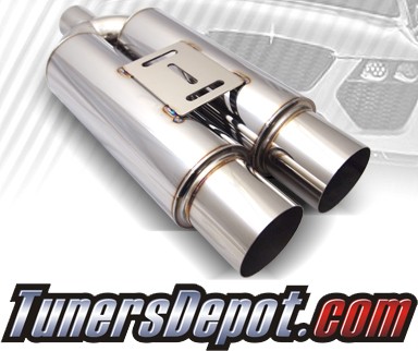 TD® Universal Muffler - Dual Canister Polish Tip w/ Silencers