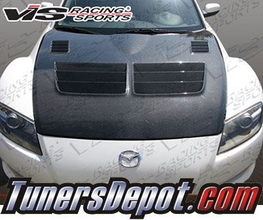 VIS Razor Style Carbon Fiber Hood - 04-11 Mazda RX-8 