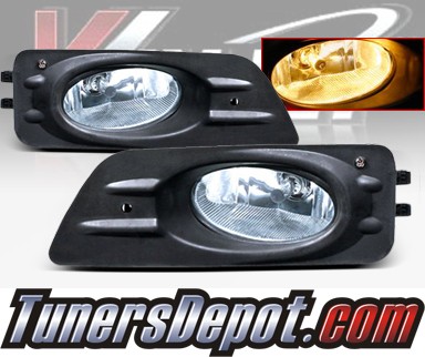 For 06-07 Accord 4DR Chrome LED Halo Projector Headlights+Yellow Fog Lamps