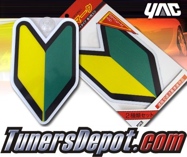 YAC® JDM New Driver Badge - Soshinoya Green Yellow Leaf Magnet and Window Hanger