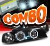HID Xenon + Sonar® Halo Projector Headlights (Black) - 97-00 BMW 540i E39