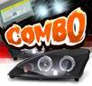 HID Xenon + Sonar® Halo Projector Headlights (Black) - 00-04 Ford Focus 