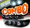 HID Xenon + Sonar® Halo Projector Headlights (Black) - 98-02 Honda Accord w/ Amber Reflector