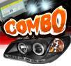 HID Xenon + Sonar® DRL LED Halo Projector Headlights (Black) - 07-10 Hyundai Elantra