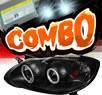 HID Xenon + Sonar® LED CCFL Halo Projector Headlights (Black) - 03-08 Toyota Corolla