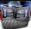 Sonar® 1 pc LED Crystal Headlights (Black) - 03-06 Chevy Silverado (Vertical Grill Included)
