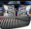 Sonar® 1 pc LED Crystal Headlights - 03-06 Chevy Silverado (Black Vertical Grill Included)