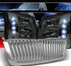 Sonar® 1 pc LED Crystal Headlights (Smoke) - 03-06 Chevy Silverado (Chrome Vertical Grill Included)