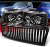 Sonar® 1 pc LED Crystal Headlights (Black) - 00-06 Chevy Suburban (Vertical Grill Included)