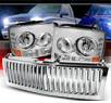 Sonar® 1 pc LED Crystal Headlights - 99-02 Chevy Silverado (Vertical Grill Included)