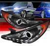 Sonar® LED CCFL Halo Projector Headlights (Black) - 11-14 Hyundai Sonata