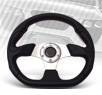 TD Steering Wheel - Flat Ring Style Black w Red Stitch and Polish Center