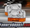 TD® Crystal Headlights + Amber Bumper Lights Set (Chrome) - 99-04 Ford F-350 F350 Super Duty