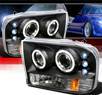 SPEC-D® Halo LED Projector Headlights (Black) - 99-04 Ford F-350 F350