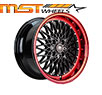 MST Wheels MT16 (Set of 4) - Universal 15x8.0 Black w/Machined Red Lip (4x100, ET+20)