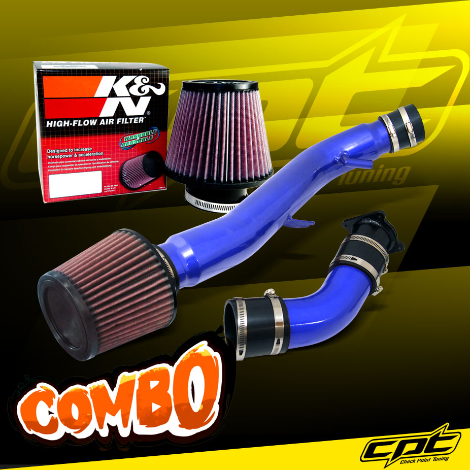 For 0307 G35 3.5L V6 Automatic Blue Cold Air Intake + K&N Air Filter