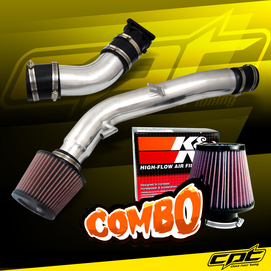 For 0307 G35 3.5L V6 Automatic Polish Cold Air Intake + K&N Air Filter