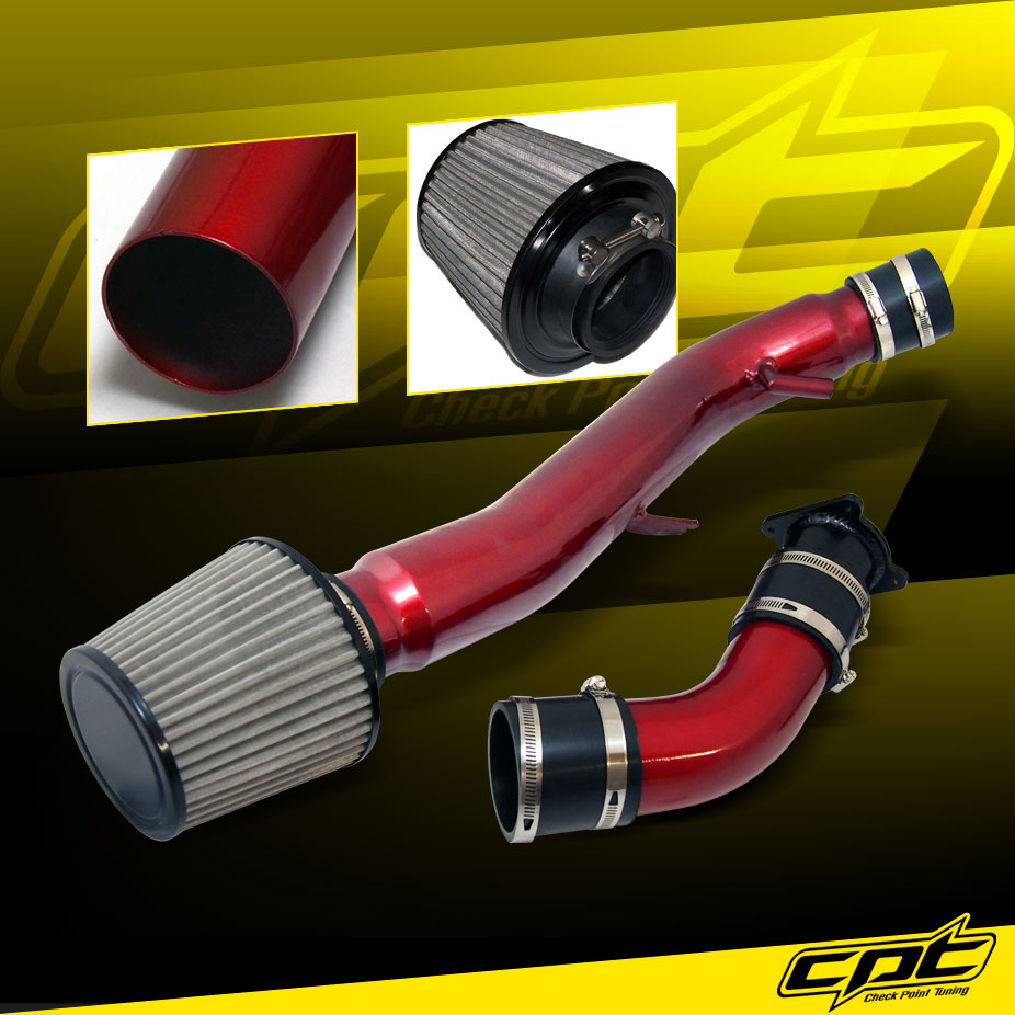 For 0307 G35 3.5L V6 Automatic Red Cold Air Intake + Stainless Steel Air Filter eBay